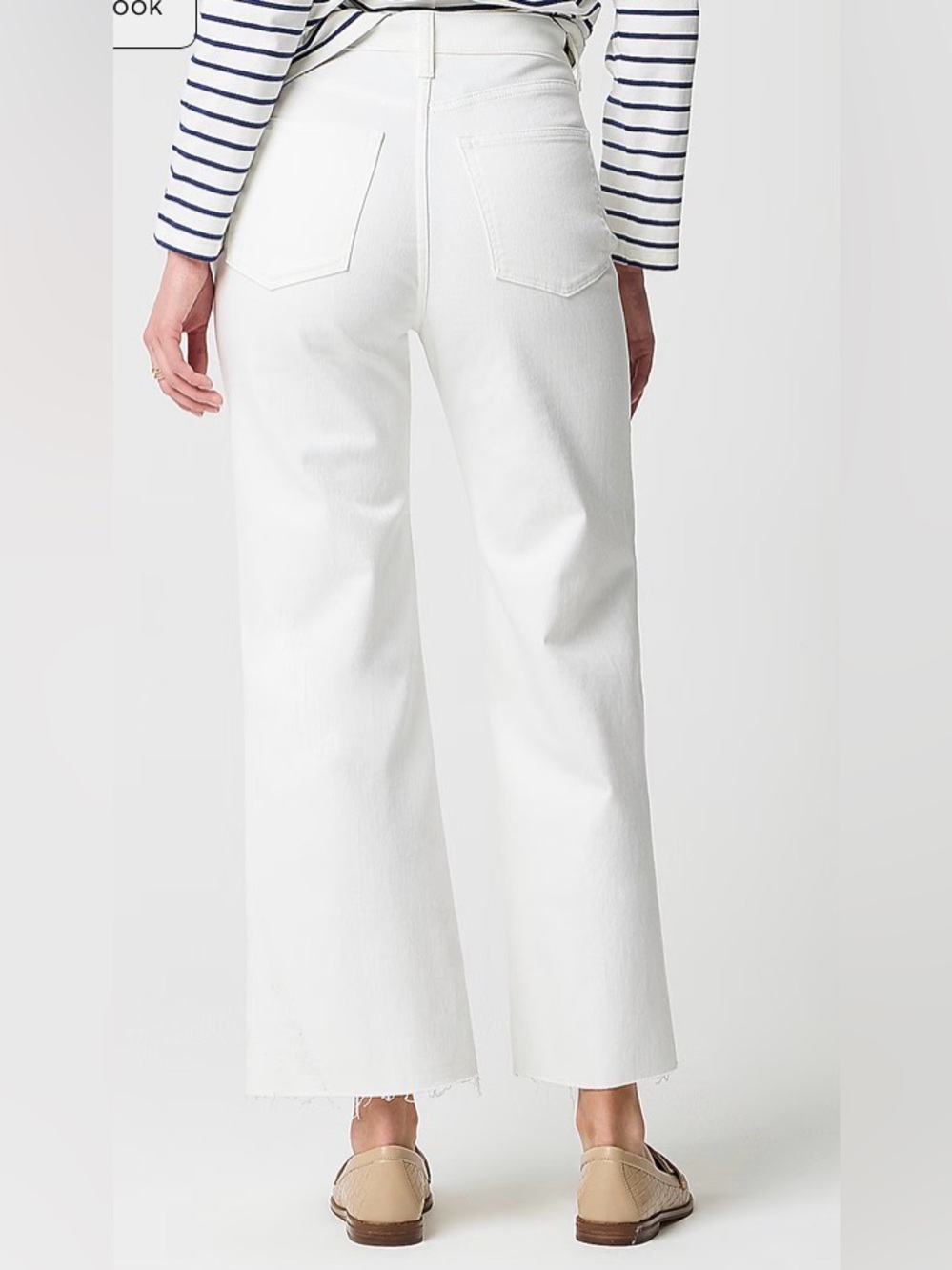 J. Crew White Wide-Leg Crop Raw Hem Jeans Size 30 - Picture 2 of 7